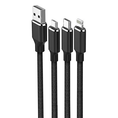 สายชาร์จ USB A toMicroUSB+TypeC+Lightnignดำ นีโอ NEO242